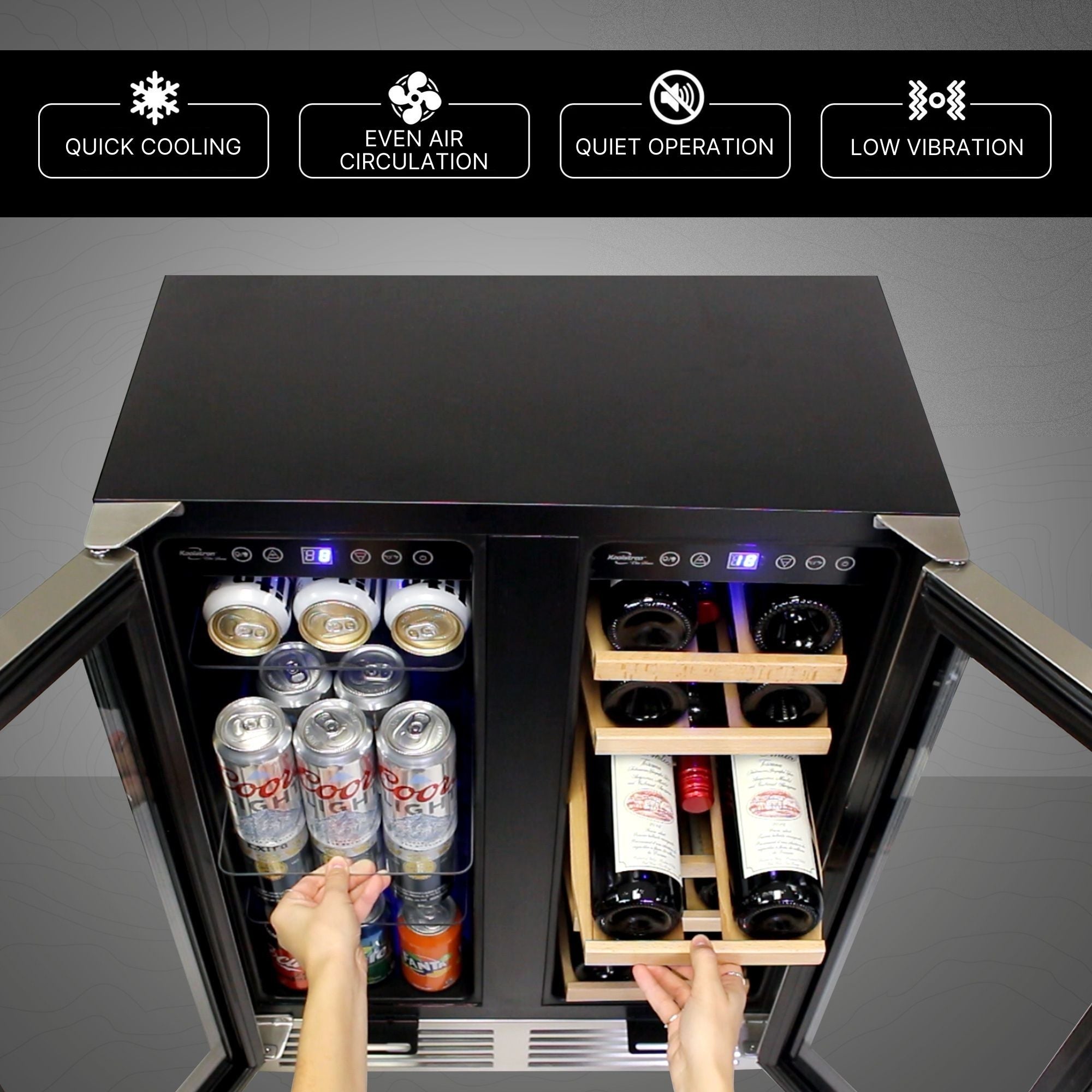 Integrated beer deals and wine fridge