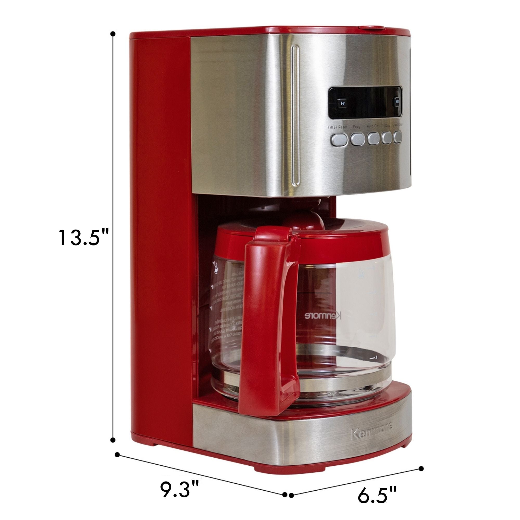 Kenmore Programmable Coffee Maker 12 Cup Red and Stainless Steel