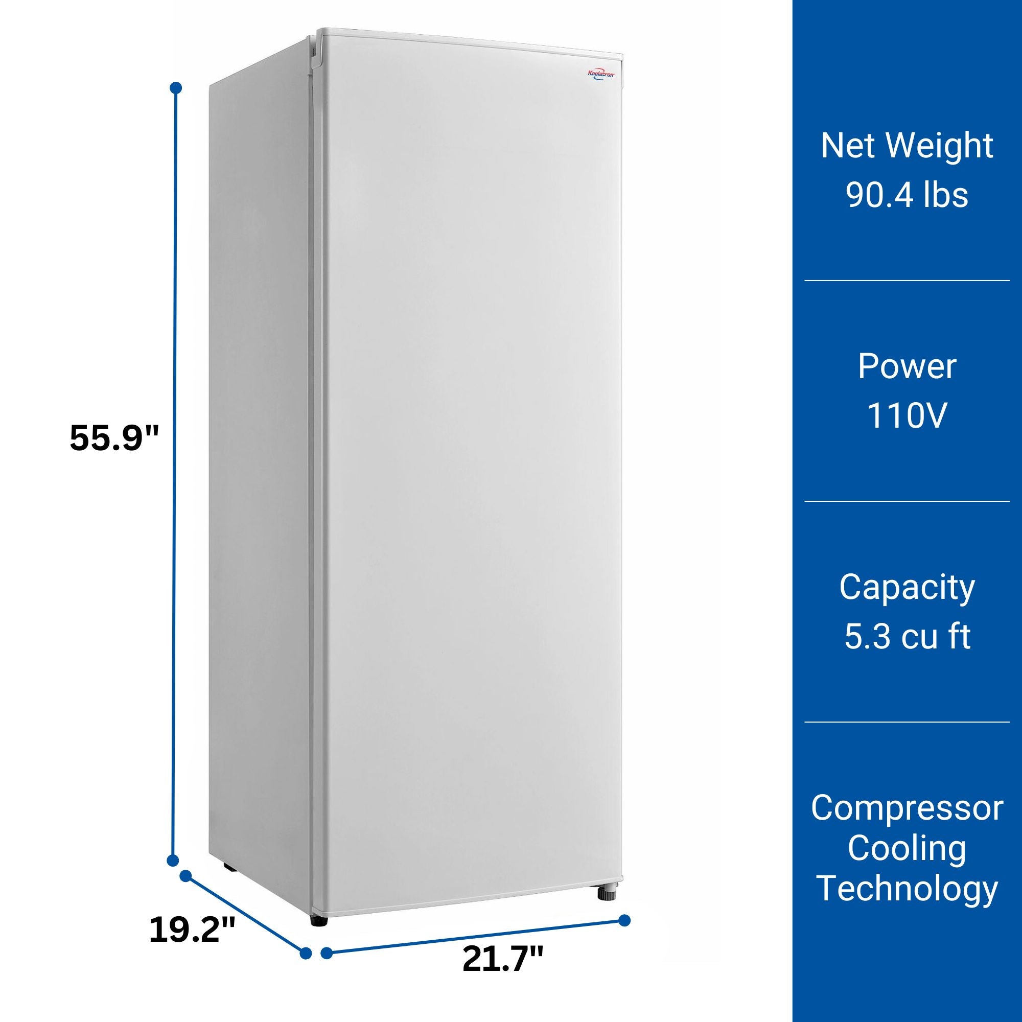 Koolatron Compact Upright Freezer White 5.3 Cu. ft.