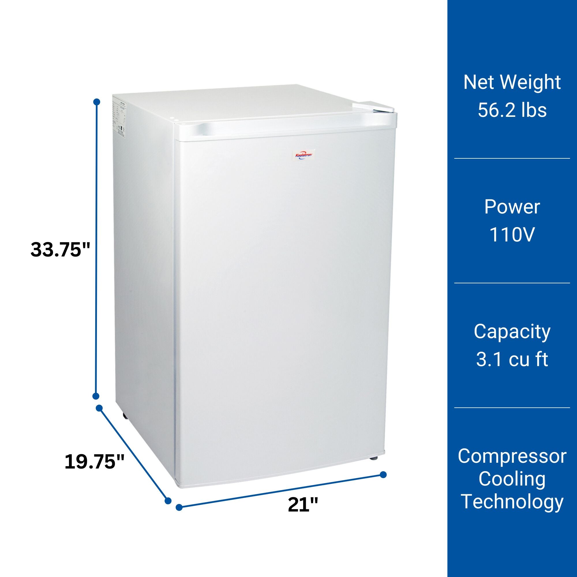 Koolatron Compact Upright Freezer | White | 88L