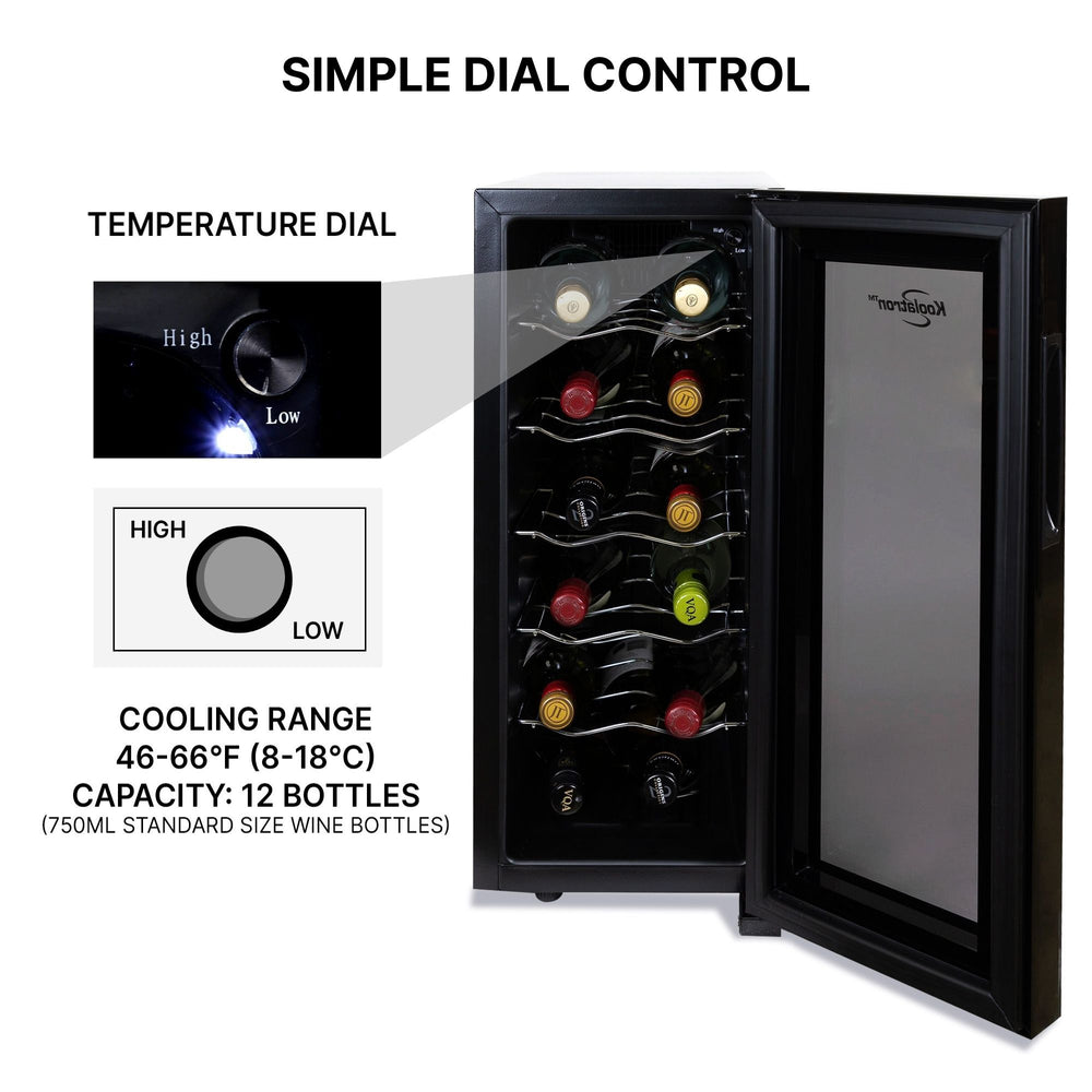 Koolatron 12 Bottle Wine Cooler Thermoelectric Freestanding Wine Fridge