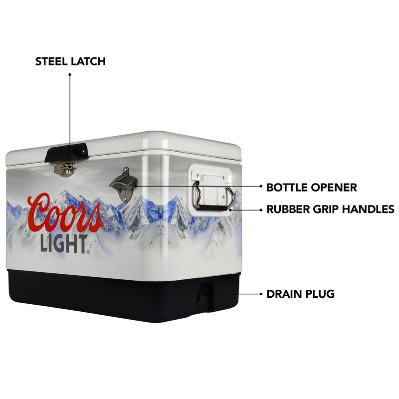 Coors Light Ice Chest Cooler with Bottle Opener 51L (54 qt)