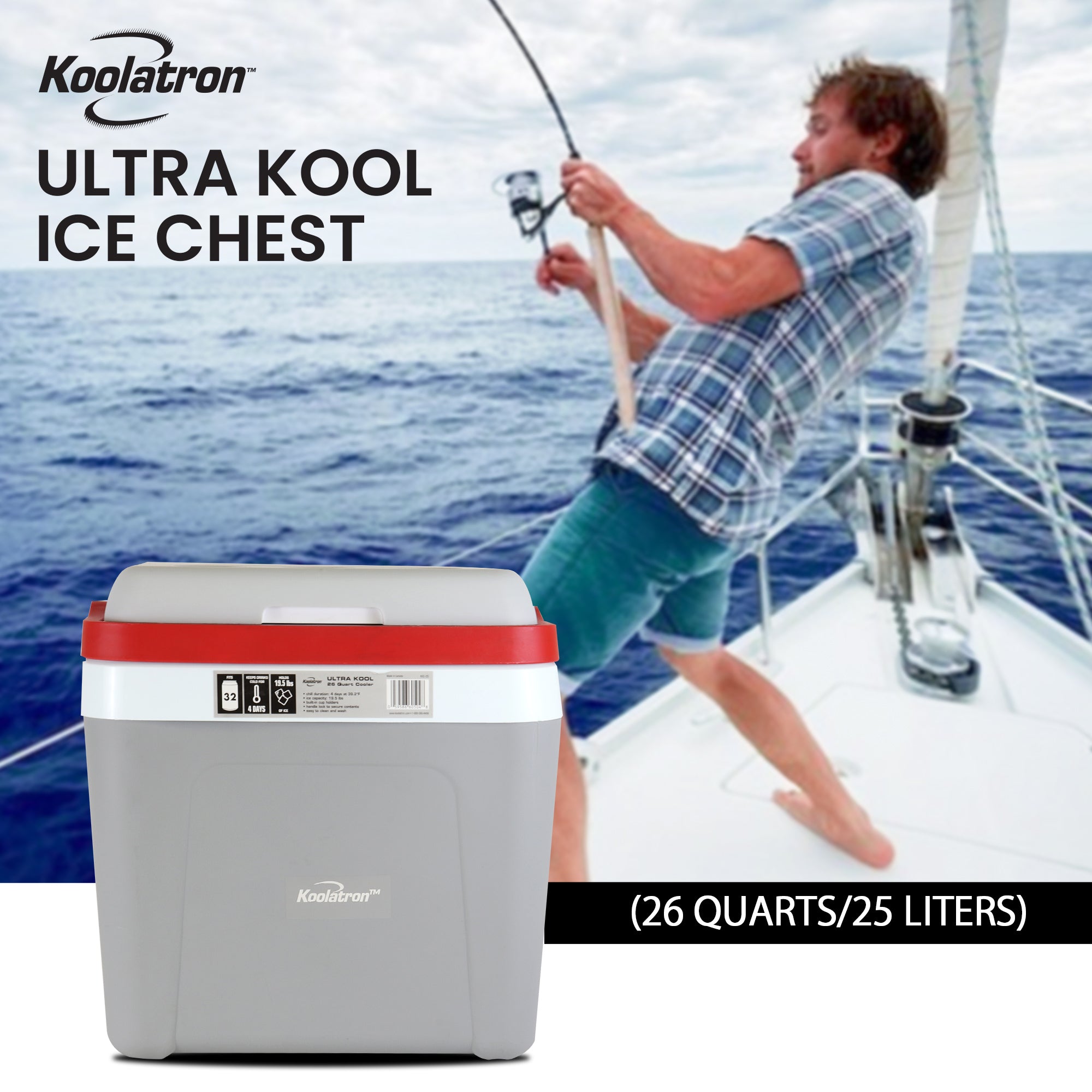 Koolatron Ice Chest Cooler 25 L (26 qt) w/ Locking Carry Handle
