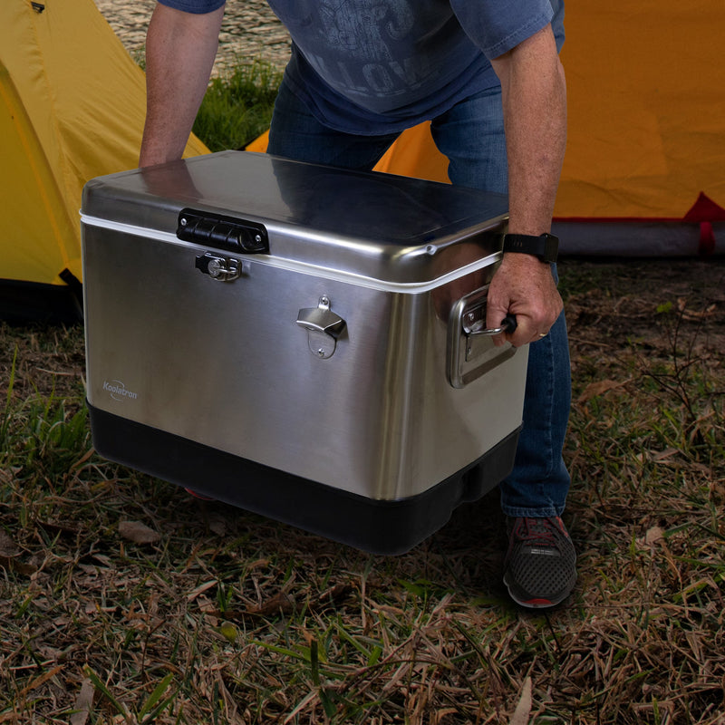 Koolatron Stainless Steel Ice Chest Cooler w/ Bottle Opener 51L