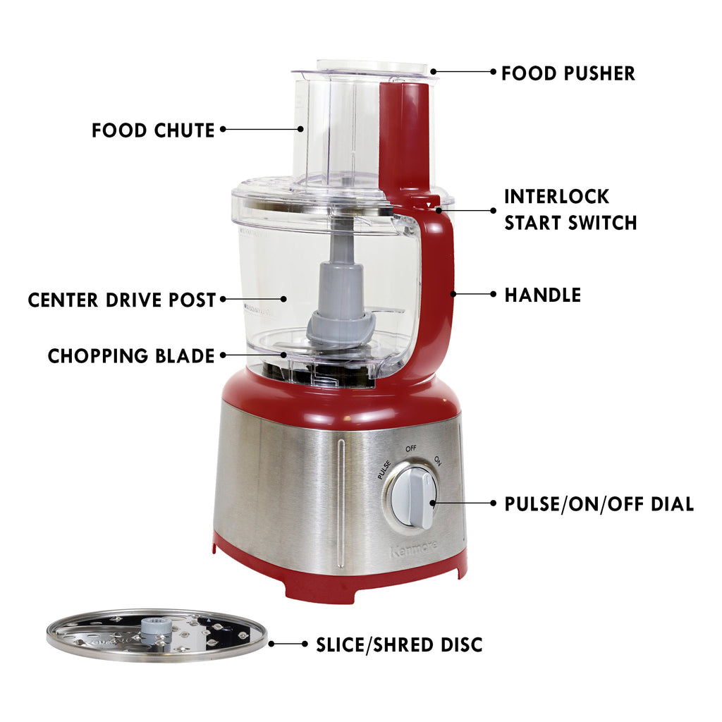 Kenmore Food Processor and Vegetable Chopper Red 11-Cup