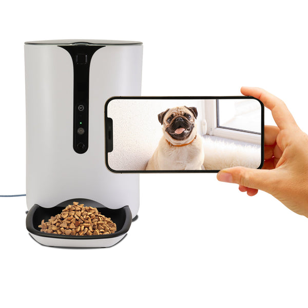 Automatic Cat Feeder Stainless Steel Two-Way Splitter and Double Bowls Pet Feeders Food Dispenser Voice Recorder, Battery and Plug-In Power by U.S.