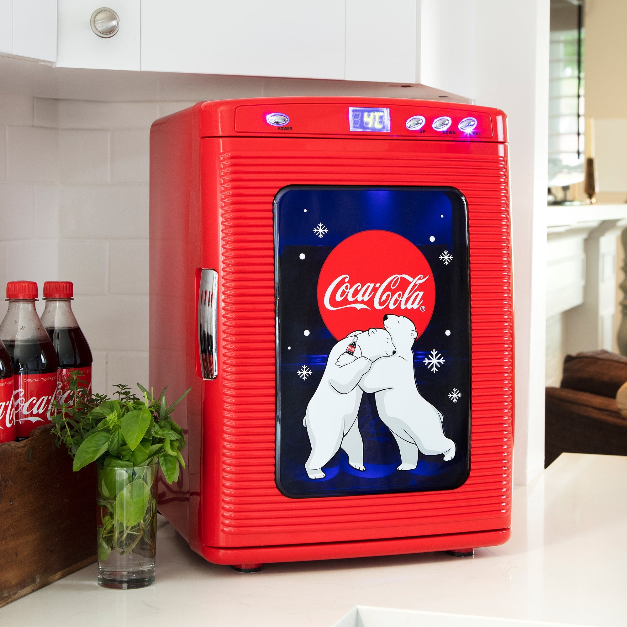 Coca Cola KWC4 KWC4B Polar Bear - Mini nevera (4 litros), color rojo y  blanco