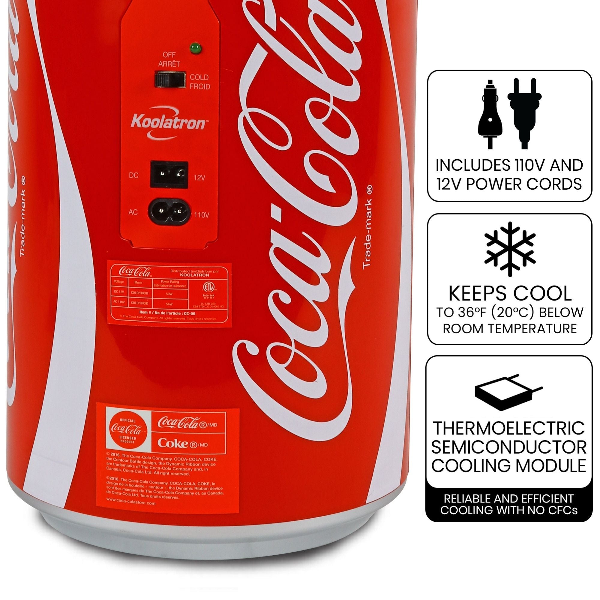 Coca-Cola Coke Zero 4L Cooler/Warmer 12V DC 110V AC Mini Fridge